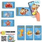 Говорещ и Разказващ Пъзел „Морски Животни“ на Български за Най-Малките – 24 Модела по 2 Елемента (10×5 см), Общо 48 Елемента, от EVA Пяна, с Добавена Реалност на 16 Езика, 20×17×4 см