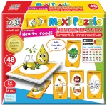 Говорещ и Разказващ Пъзел „Здравословни Храни“ на Български за Най-Малките – 24 Модела по 2 Елемента (10×5 см), Общо 48 Елемента, от EVA Пяна, с Добавена Реалност на 16 Езика, 20×17×4 см