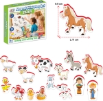 Говореща и Разказваща Магнитна Игра „Животните от Фермата“ на Български – 15 Елемента от EVA Пяна (около 10×5 см), с Добавена Реалност на 16 Езика, 20×17×4 см