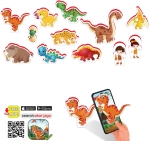 Говореща и Разказваща Магнитна Игра „Динозаврите“ на Български – 12 Елемента от EVA Пяна (около 10×5 см), с Добавена Реалност на 16 Езика, 20×17×4 см