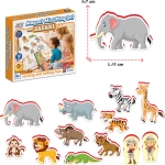 Говореща и Разказваща Магнитна Игра „Африкански Животни“ на Български – 12 Елемента от EVA Пяна (около 10×5 см), с Добавена Реалност на 16 Езика, 20×17×4 см