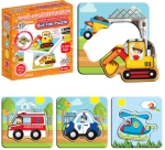 Говорещ и Разказващ Пъзел-Сортер „Намери Съвпадението: Транспортни Средства“ на Български – 12 Модела, 24 Елемента (12×12 см), от EVA Пяна, с Добавена Реалност на 16 Езика, 12×5×12 см