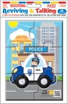 Говорещ и Разказващ Пъзел „Полицейска Кола“ на Български – 6 Елемента (16×12 см), от EVA Пяна, с Добавена Реалност на 16 Езика