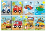 Говорещ и Разказващ Пъзел „Транспортни Средства“ на Български за Най-Малките – 8 Модела, 6 Елемента (13×55 см) Всеки, Общо 48 Елемента, от EVA Пяна, с Добавена Реалност на 16 Езика, 26×21×7 см
