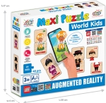 Пъзели Децата на света Говорещи и Разказващи на Български 10x5 см 48 ел., 24 модела по 2 ел., от EVA пяна с добавена реалност на 16 езика 20x17x4 см