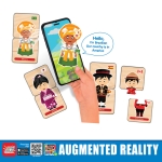 Пъзели Децата на света Говорещи и Разказващи на Български 10x5 см 48 ел., 24 модела по 2 ел., от EVA пяна с добавена реалност на 16 езика 20x17x4 см