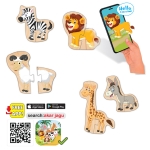 Говорещ и Разказващ Пъзел „Животните“ на Български за Най-Малките – 13 Животни по 2 Елемента (12×10 см), Общо 26 Елемента, от EVA Пяна, с Добавена Реалност на 16 Езика, 20×17×4 см