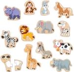 Говорещ и Разказващ Пъзел „Животните“ на Български за Най-Малките – 13 Животни по 2 Елемента (12×10 см), Общо 26 Елемента, от EVA Пяна, с Добавена Реалност на 16 Езика, 20×17×4 см