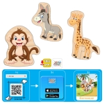 Говорещ и Разказващ Пъзел „Животните“ на Български за Най-Малките – 13 Животни по 2 Елемента (12×10 см), Общо 26 Елемента, от EVA Пяна, с Добавена Реалност на 16 Езика, 20×17×4 см