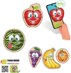 Говорещ и Разказващ Пъзел „Плодове“ на Български за Най-Малките – 18 Модела по 2 Елемента (13×8 см), Общо 36 Елемента, от EVA Пяна, с Добавена Реалност на 16 Езика, 20×17×4 см