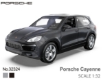 Метален Джип Porsche Cayenne S със Засилване с Издърпване Назад, Отварящи се Врати и Капак MSZ 1:32
