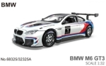 Метална Кола BMW M6 GT3 със Засилване с Издърпване Назад, Отварящи се Врати и Капак MSZ 1:32
