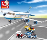 Конструктор Sluban Авиация – Въздушен Автобус, 463 Елемента, 7 Фигурки, 43×33×7 см