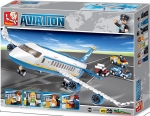 Конструктор Sluban Авиация – Въздушен Автобус, 463 Елемента, 7 Фигурки, 43×33×7 см