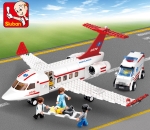 Конструктор Sluban Авиация – Самолет „Въздушна Линейка“, 335 Елемента, 4 Фигурки, 38×29×7 см