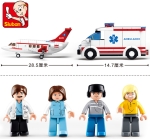 Конструктор Sluban Авиация – Самолет „Въздушна Линейка“, 335 Елемента, 4 Фигурки, 38×29×7 см