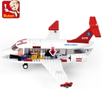 Конструктор Sluban Авиация – Самолет „Въздушна Линейка“, 335 Елемента, 4 Фигурки, 38×29×7 см