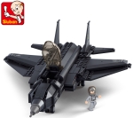 Конструктор Sluban Армия – Изтребител „Светкавицата“, 252 Елемента, 1 Фигурка, 43×29×7 см