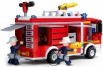 Конструктор Sluban Пожарна – Пожарен Камион, 343 Елемента, 2 Фигурки, 38×24×7 см