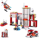 Конструктор Sluban Пожарна Станция с Машини, 612 Елемента, 6 Фигурки, 48×38×8 см