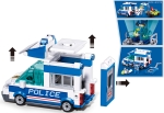 Конструктор Sluban Полиция Микробус с движение при издърпване назад и охранителна кула 245 ел. с 2 фигурки и стрелба 38x24x7 см