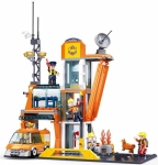 Конструктор Sluban City Metropolis Щаб на спасителните сили и джип с движение при издърпване 407 ел. с 5 фигурки със стълба 43x33x7 см