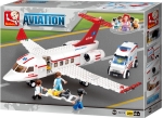 Конструктор Sluban Авиация – Самолет „Въздушна Линейка“, 335 Елемента, 4 Фигурки, 38×29×7 см