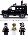 Конструктор Sluban Полиция – SWAT Брониран Джип със Стрелба, 293 Елемента, 3 Фигурки, 33×24×6 см