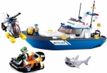 Конструктор Sluban Полиция – Катер, Хеликоптер и Джет със Стрелба, 347 Елемента, 4 Фигурки, 48×29×7 см