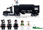 Конструктор Sluban Полиция – SWAT Оперативен Камион и Хеликоптер със Стрелба, 540 Елемента, 5 Фигурки, 48×33×7 см