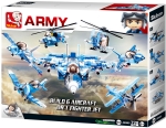 Конструктор Sluban Армия – Изтребител 6 в 1: Сглобете 6 Отделни Модела в Голям Изтребител, 6 Фигурки, 728 Елемента, 48×38×8 см