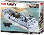 Конструктор Sluban Армия – Десантен Кораб Втора Световна Война, 3 Фигурки, 182 Елемента, 29×24×6 см