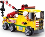 Конструктор Sluban Сити – Камион Пътна Помощ с Кран, 205 Елемента, 2 Фигурки, 29×24×6 см