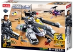 Конструктор Sluban Атомна Буря – „Огнен Дъжд: Железен Прилив“, 939 Елемента, 4 Фигурки, със Стрелба, 52×38×8 см