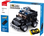 Конструктор Sluban Полиция – Брониран Джип с Радио Контрол, 412 Елемента, 4 Задвижващи Колела, 2 Фигурки, 38×29×10 см