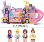 Конструктор Sluban – Автобус за Рок Концерти с Пързалка, 412 Елемента, 4 Фигурки, 43×29×7 см