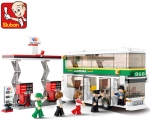 Конструктор Sluban Сити – Двуетажен Градски Автобус, 402 Елемента, 5 Фигурки, 48×29×7 см