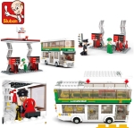 Конструктор Sluban Сити – Двуетажен Градски Автобус, 402 Елемента, 5 Фигурки, 48×29×7 см