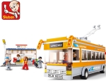 Конструктор Sluban Сити – Тролейбус, 465 Елемента, 5 Фигурки, 48×29×7 см