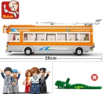 Конструктор Sluban Сити – Тролейбус, 465 Елемента, 5 Фигурки, 48×29×7 см