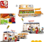 Конструктор Sluban Сити – Тролейбус, 465 Елемента, 5 Фигурки, 48×29×7 см