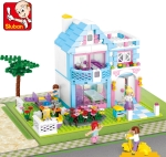 Конструктор Sluban Мечти – Вила с Градина, 539 Елемента, 5 Фигурки, 43×38×8 см