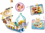 Конструктор Sluban Мечти – Платноходна Лодка с Риф за Лов на Съкровища, 287 Елемента, 3 Фигурки, 38×29×7 см
