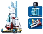 Конструктор Sluban Космос Ракетна площадка за изстрелване с ракета носител и совалка 424 ел. с 4 фигурки 43x33x7 см