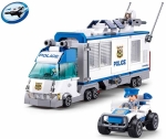 Конструктор Sluban Полиция Камион команден щаб с джип с движение при издърпване 510 ел. с 4 фигурки и стрелба 43x33x7 см