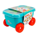 Конструктор 50 елемента в Количка с Дълга Дръжка 33 см и Капак за Дърпане Голяма 38х28х22 см