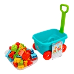 Конструктор 50 елемента в Количка с Дълга Дръжка 33 см и Капак за Дърпане Голяма 38х28х22 см