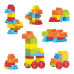 Конструктор 50 елемента в Количка с Дълга Дръжка 33 см и Капак за Дърпане Голяма 38х28х22 см