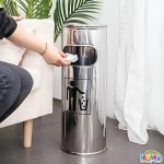 Външен Пепелник Инокс с Кошче за Отпадъци – Стоящ Метален Пепелник за Навън, Различни Размери