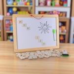 Дървена магнитна дъска 2в1 с българската азбука и аксесоари